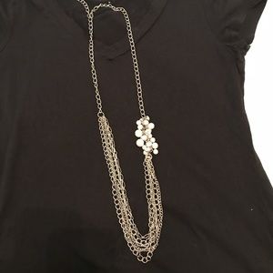 Premier Jewelry Pearl/Rhinestone Cluster Necklace
